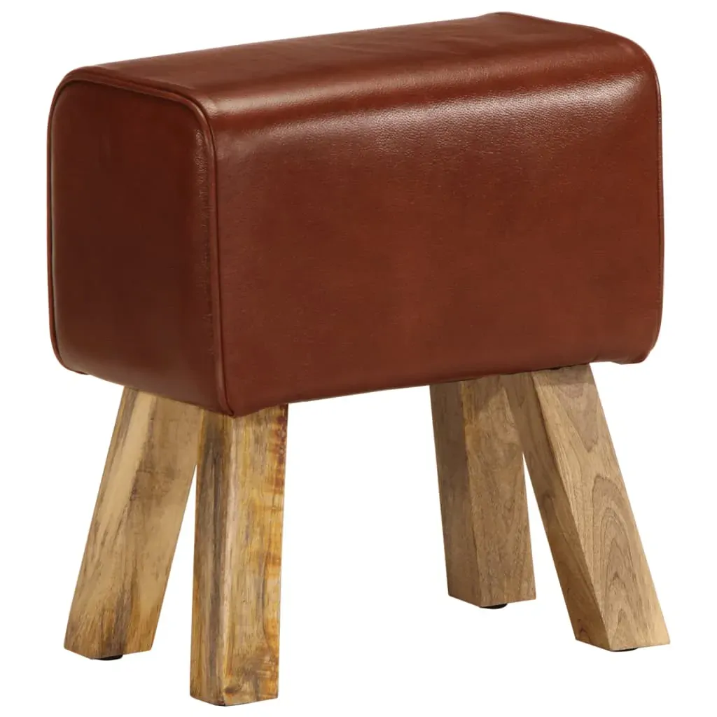 Gym Bok Bench 38 cm Brown Real Leather and Solid Mango Wood Price