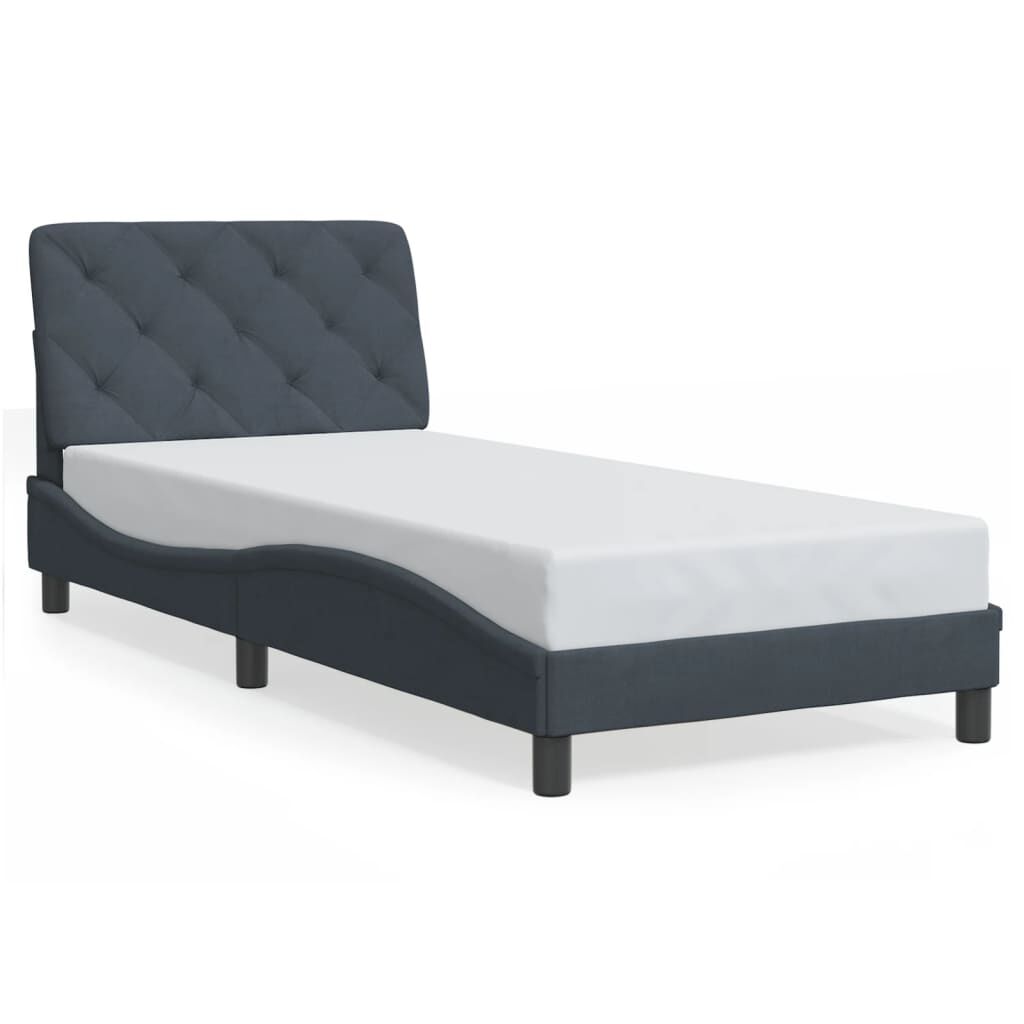 Bed Frame without Mattress Dark Grey 90x190 cm Velvet Price