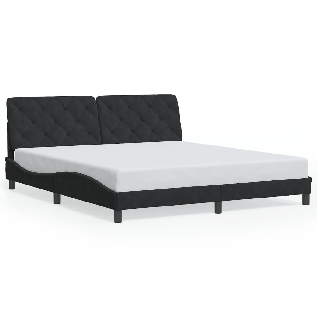 Bed Frame without Mattress Black 183x203 cm King Velvet Price