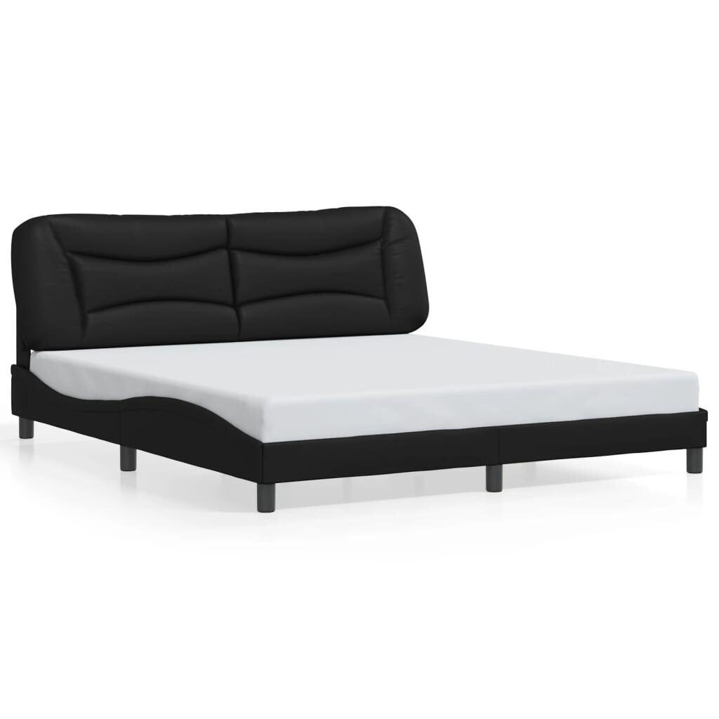 Bed Frame without Mattress Black 183x203 cm King Faux Leather Price