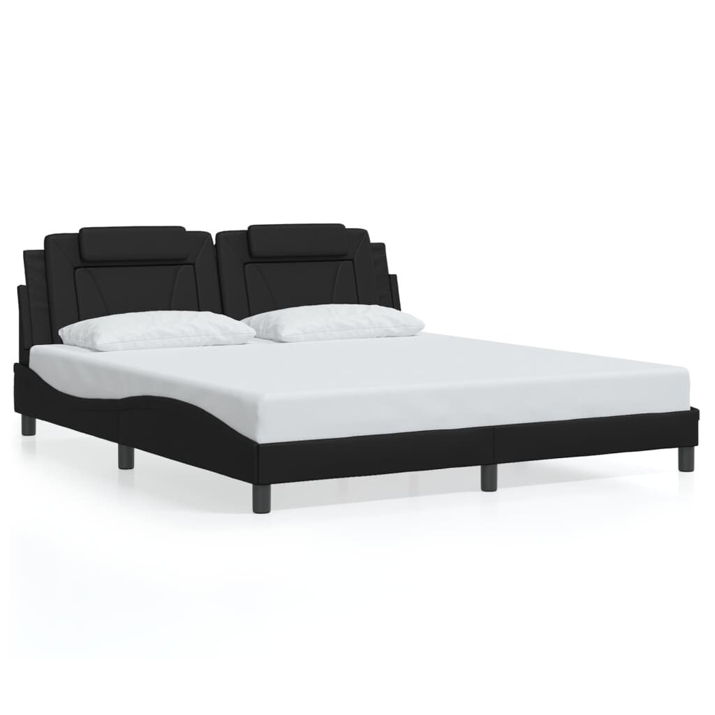 Bed Frame without Mattress Black 183x203 cm King Faux Leather Price