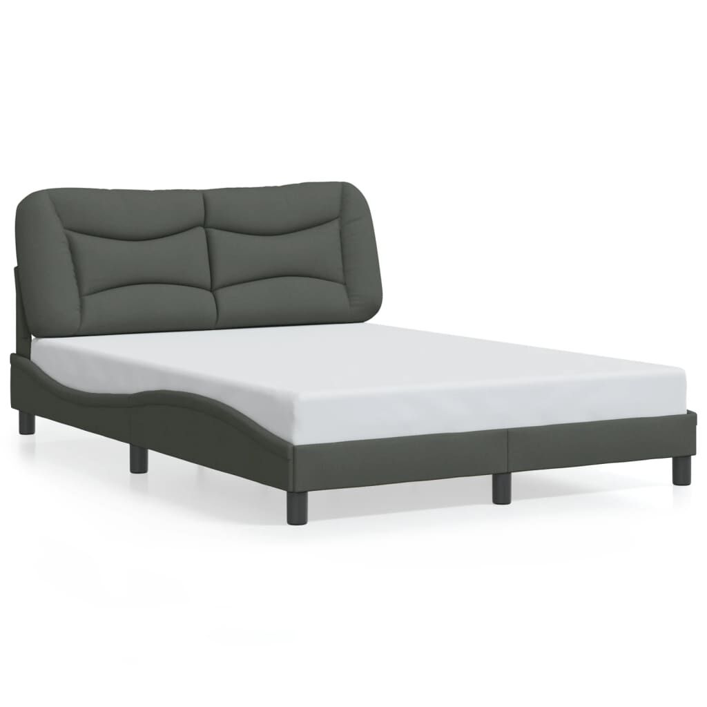 Bed Frame without Mattress Dark Grey 137x187 cm Double Fabric Price