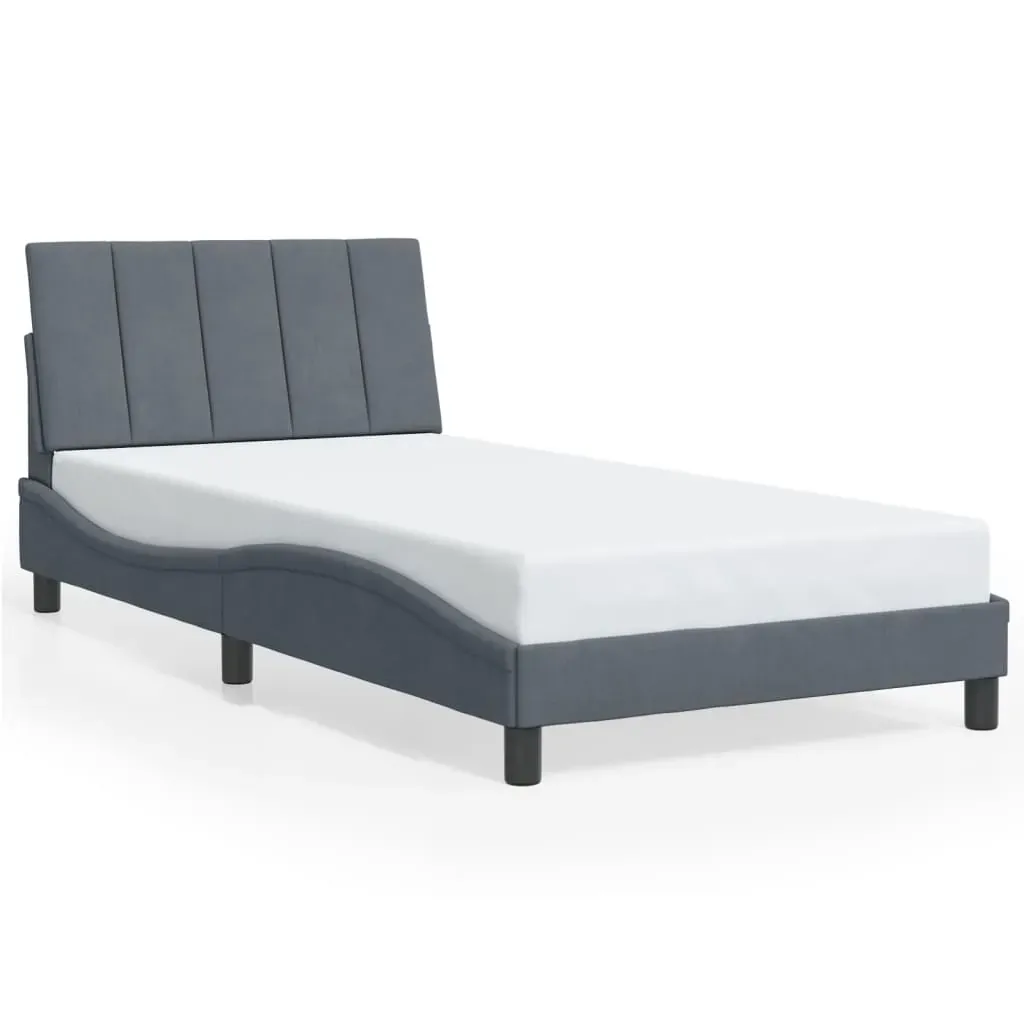 Bed Frame without Mattress "Hankor" Dark Grey 107x203 cm King Single Velvet Price