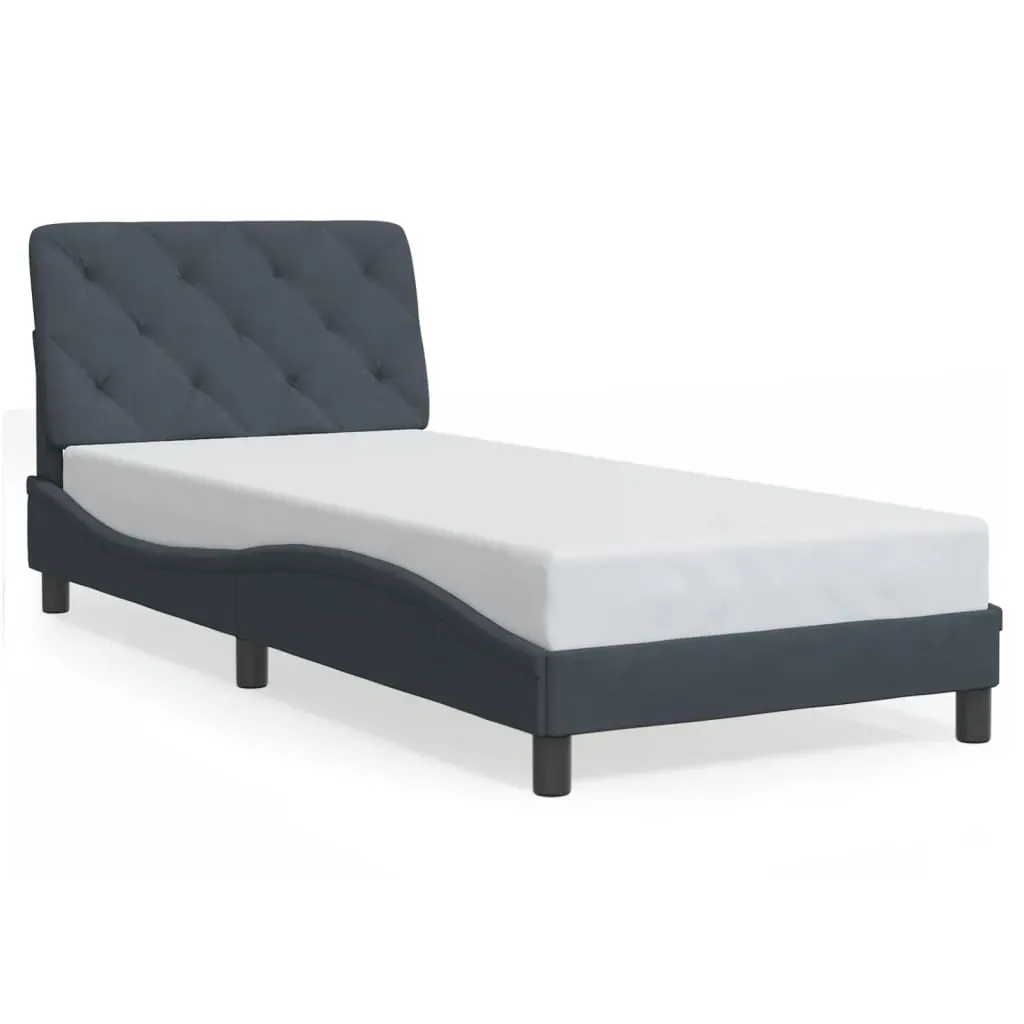 Bed Frame without Mattress Dark Grey 90x190 cm Velvet Price
