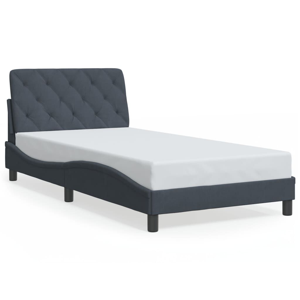Bed Frame without Mattress Dark Grey 107x203 cm King Single Velvet Price