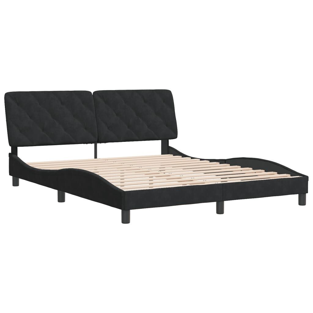 Bed Frame without Mattress Black 152x203 cm Queen Velvet Price