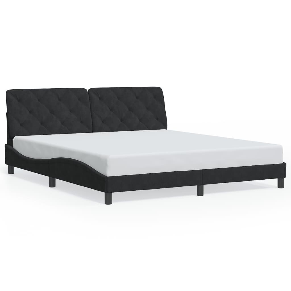 Bed Frame without Mattress Black 183x203 cm King Velvet Price