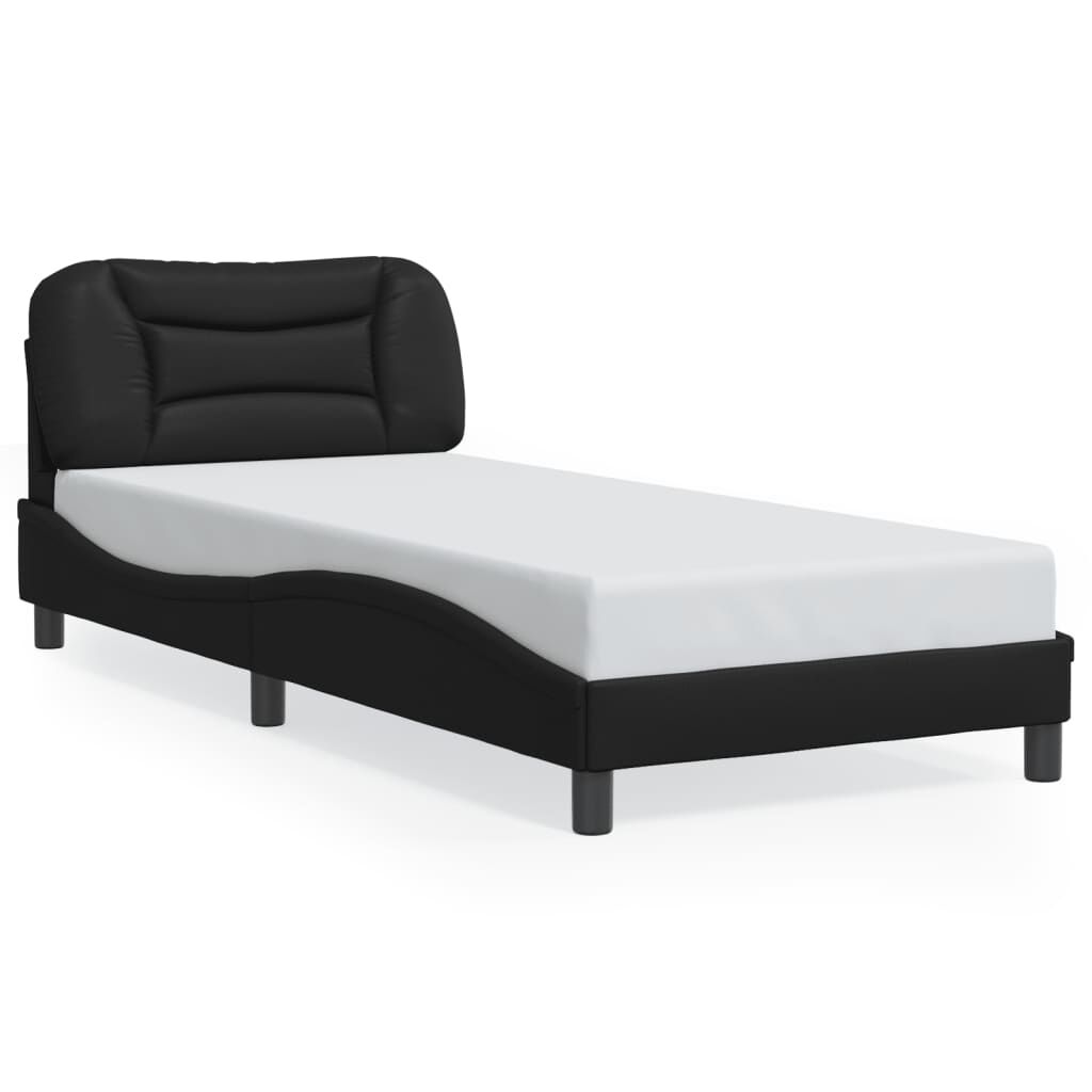 Bed Frame without Mattress Black 90x190 cm Faux Leather Price