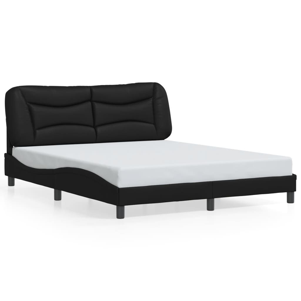 Bed Frame without Mattress Black 152x203 cm Queen Faux Leather Price