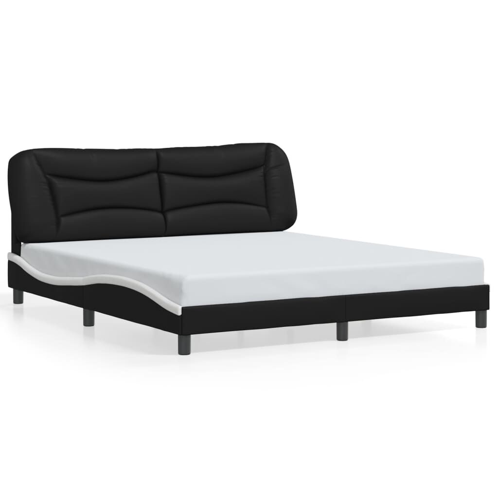 Bed Frame without Mattress Black and White 183x203 cm King Faux Leather Price