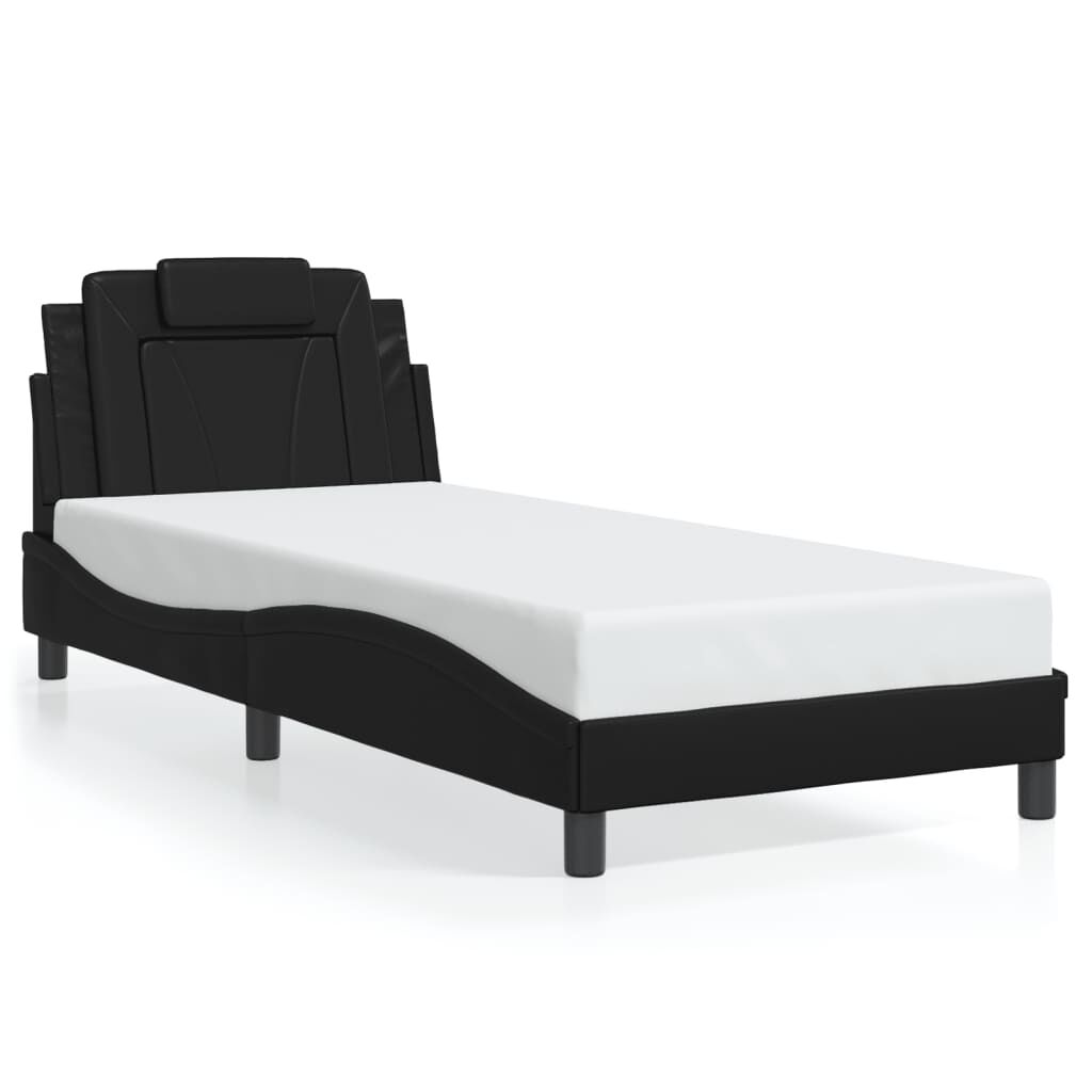 Bed Frame without Mattress Black 90x190 cm Faux Leather Price