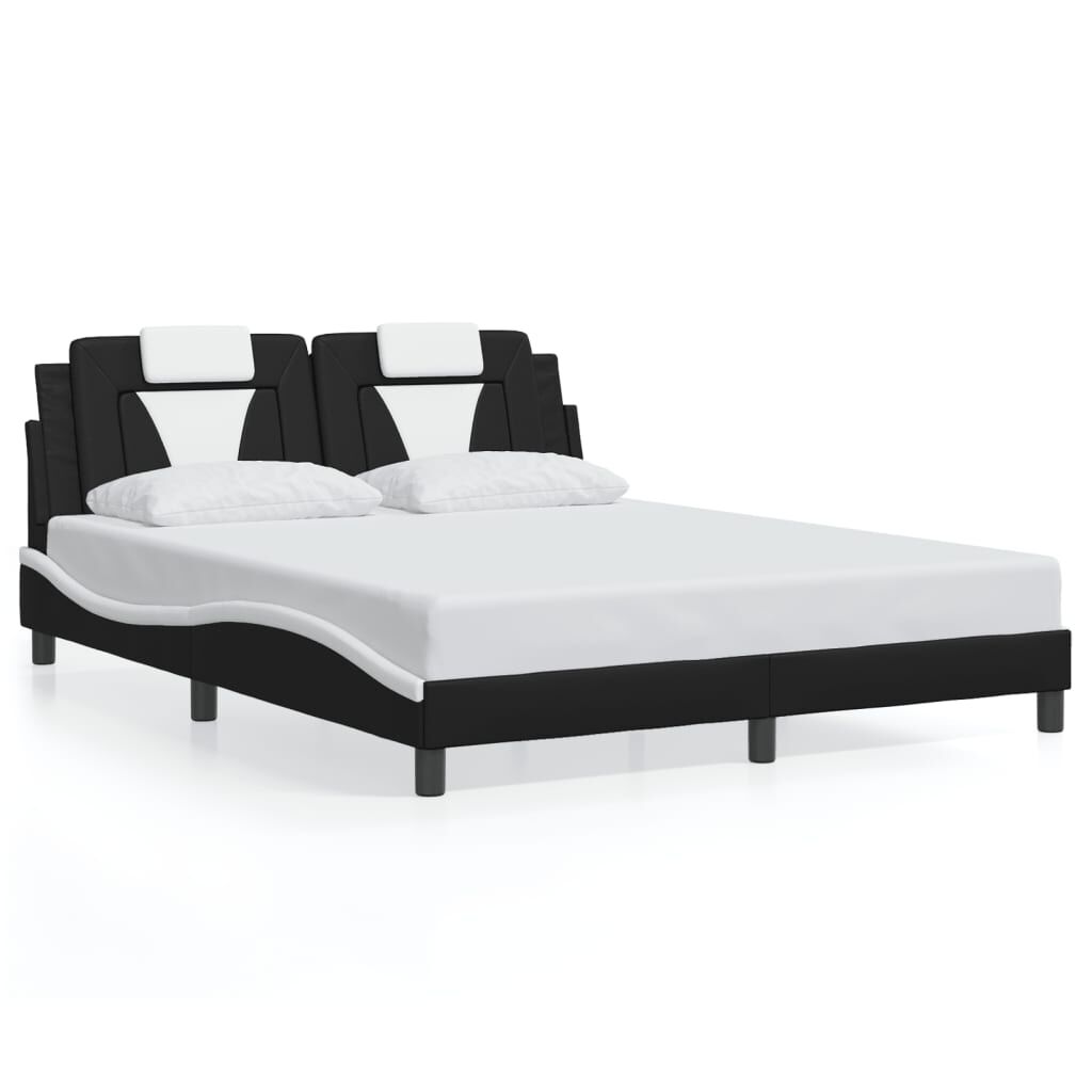 Bed Frame without Mattress Black and White 152x203 cm Queen Faux Leather Price