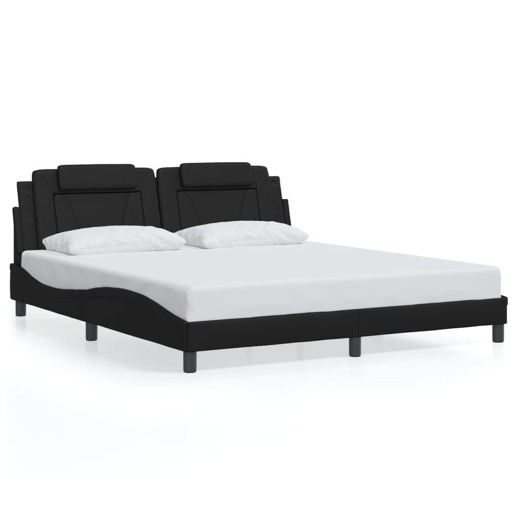 Bed Frame without Mattress Black 183x203 cm King Faux Leather Price