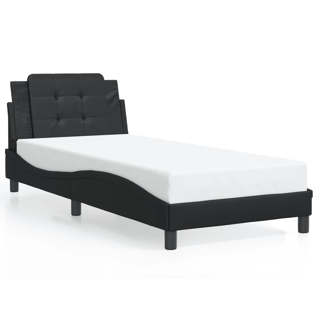 Bed Frame without Mattress Black 90x190 cm Faux Leather Price