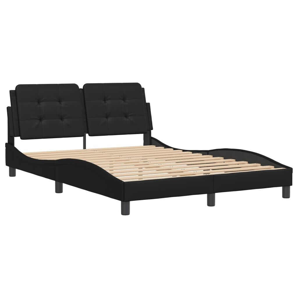 Bed Frame without Mattress Black 137x187 cm Double Faux Leather Price
