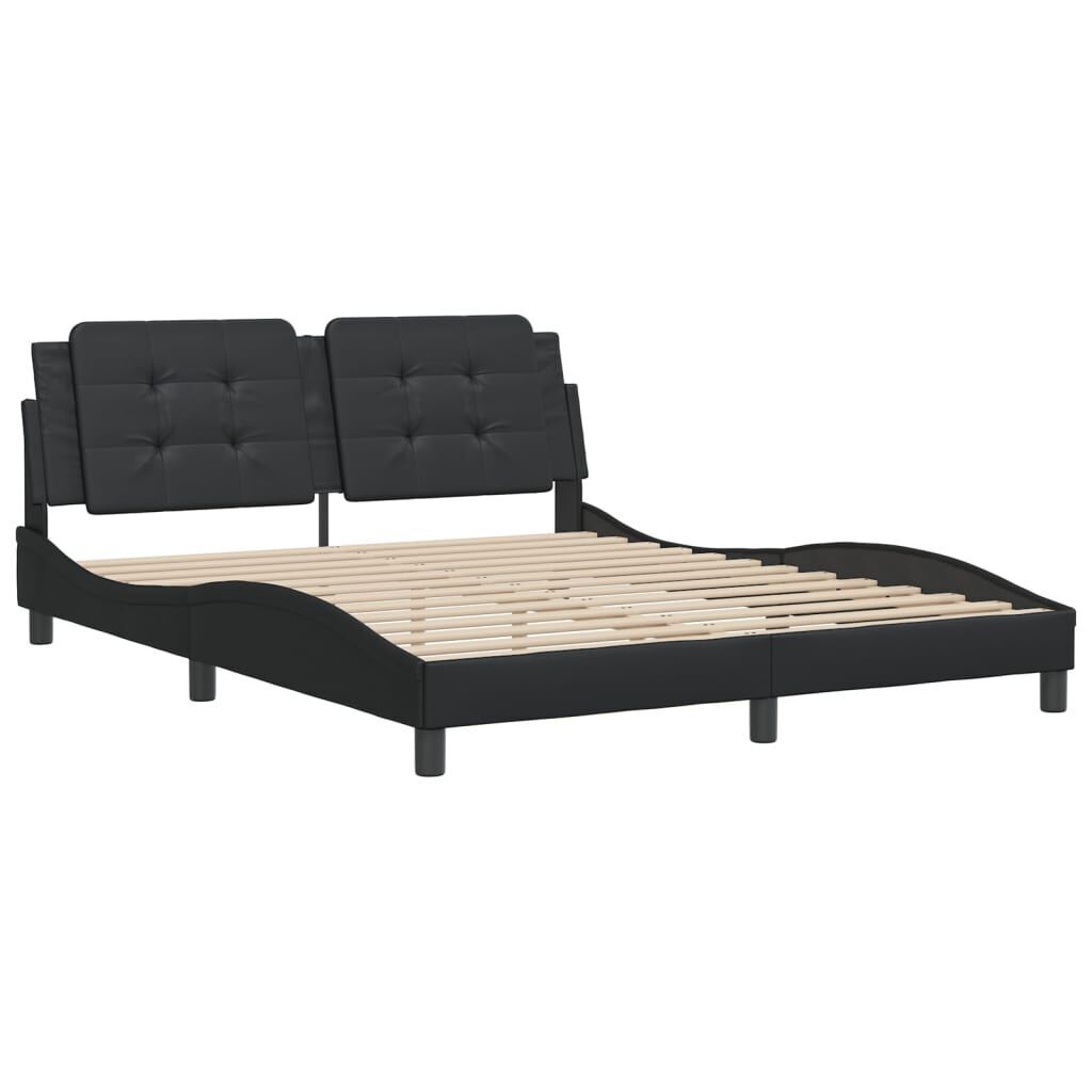 Bed Frame without Mattress Black 152x203 cm Queen Faux Leather Price