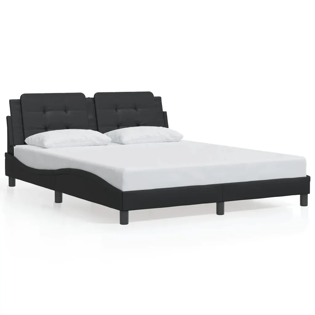Bed Frame without Mattress "Zadar" Black 152x203 cm Queen Faux Leather Price