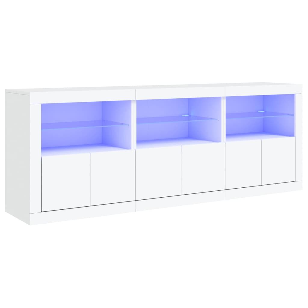 Sideboard with LED Lights White 181.5x37x67 cm Price