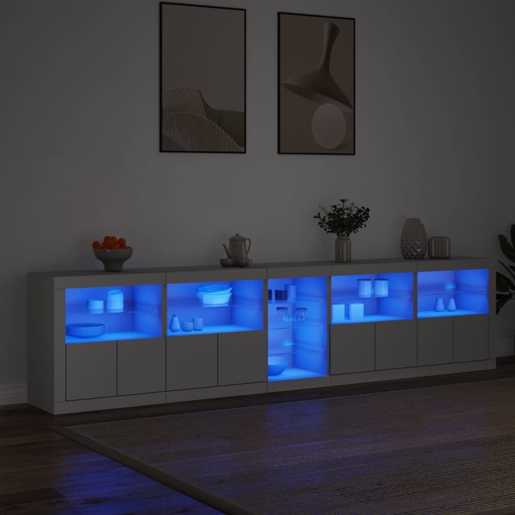 Sideboard with LED Lights White 283x37x67 cm Price
