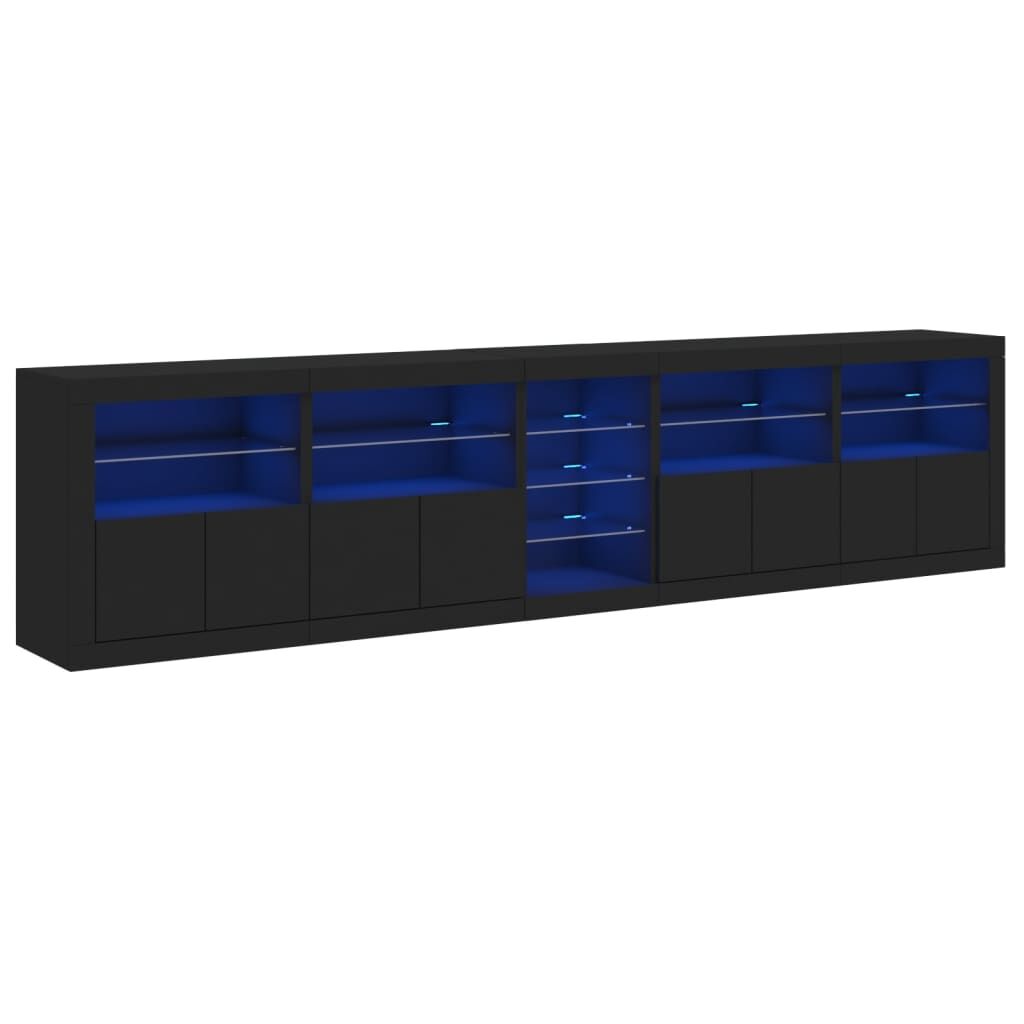 Sideboard with LED Lights Black 283x37x67 cm Price