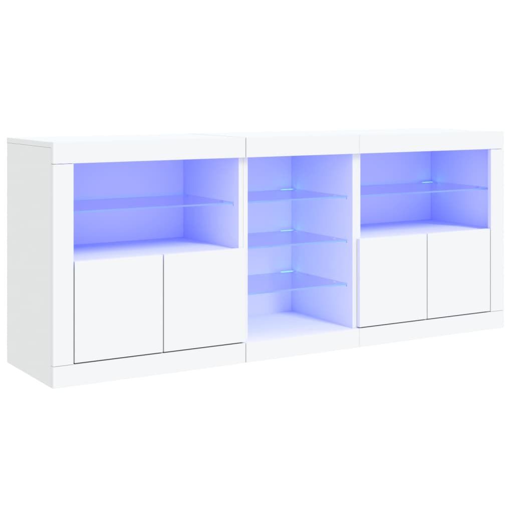 Sideboard with LED Lights White 162x37x67 cm Price