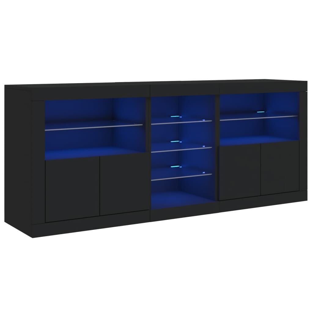 Sideboard with LED Lights Black 162x37x67 cm Price