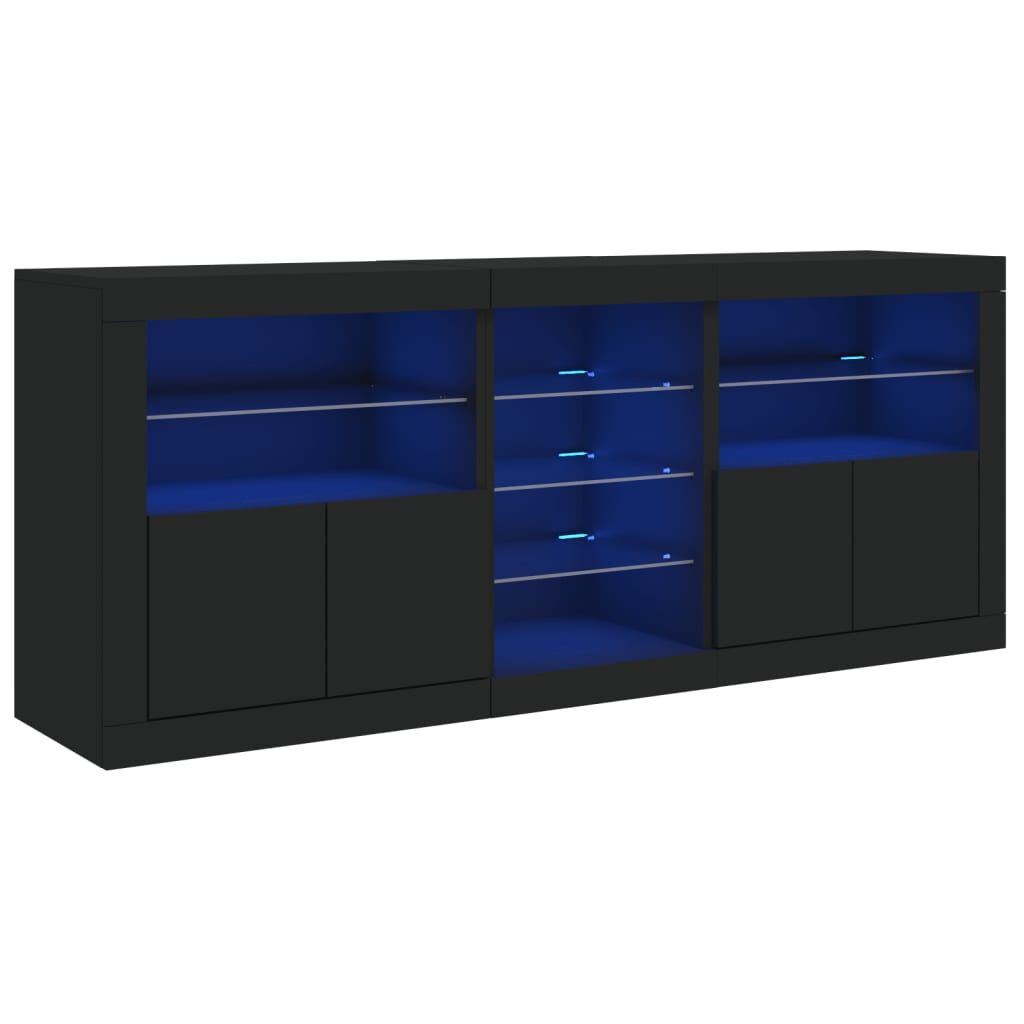 Sideboard with LED Lights Black 181.5x37x67 cm Price
