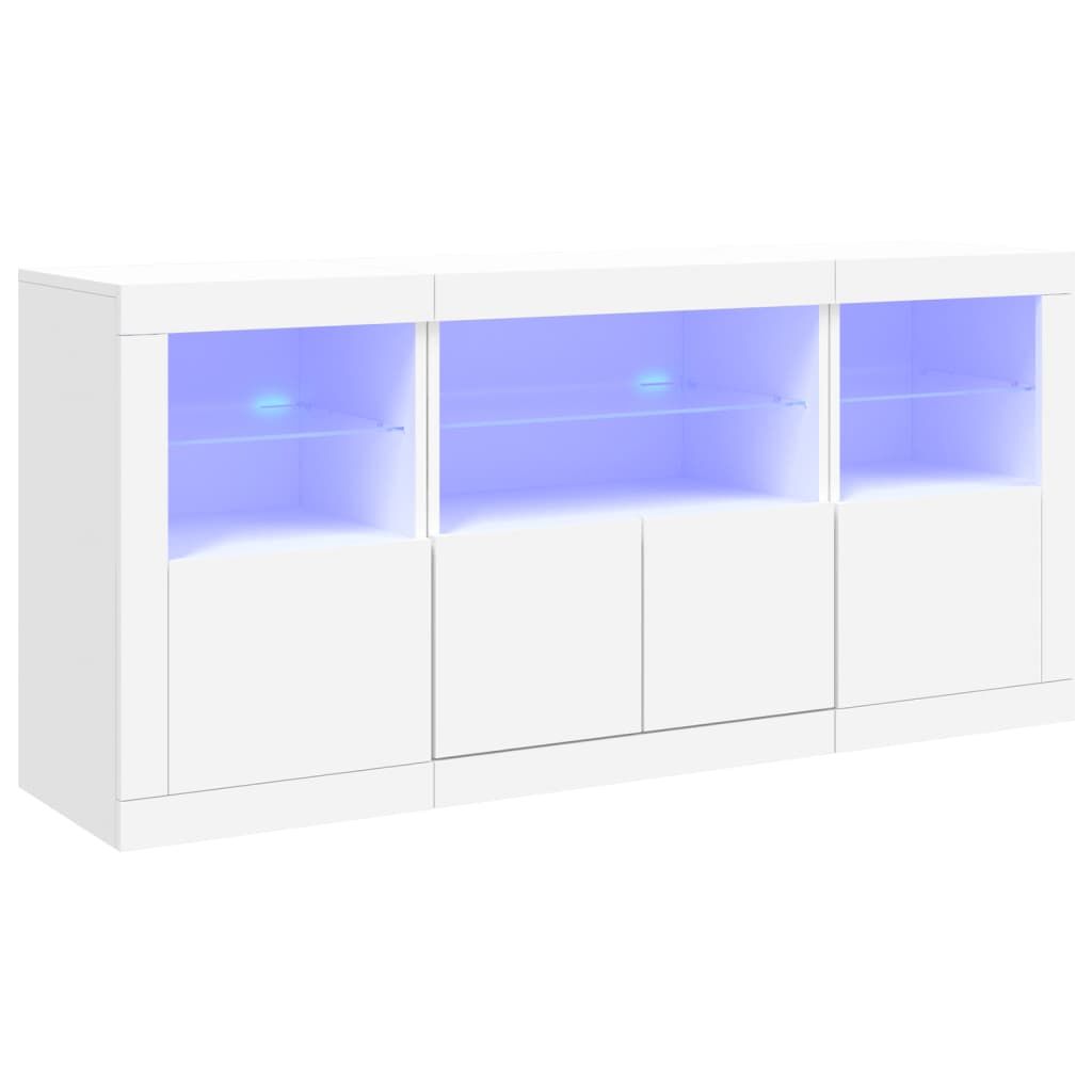 Sideboard with LED Lights White 142.5x37x67 cm Price