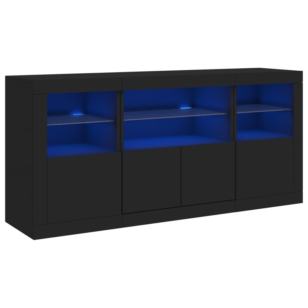 Sideboard with LED Lights Black 142.5x37x67 cm Price