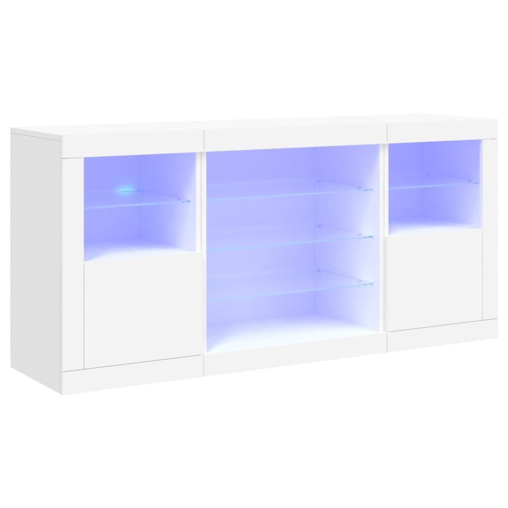 Sideboard with LED Lights White 142.5x37x67 cm Price