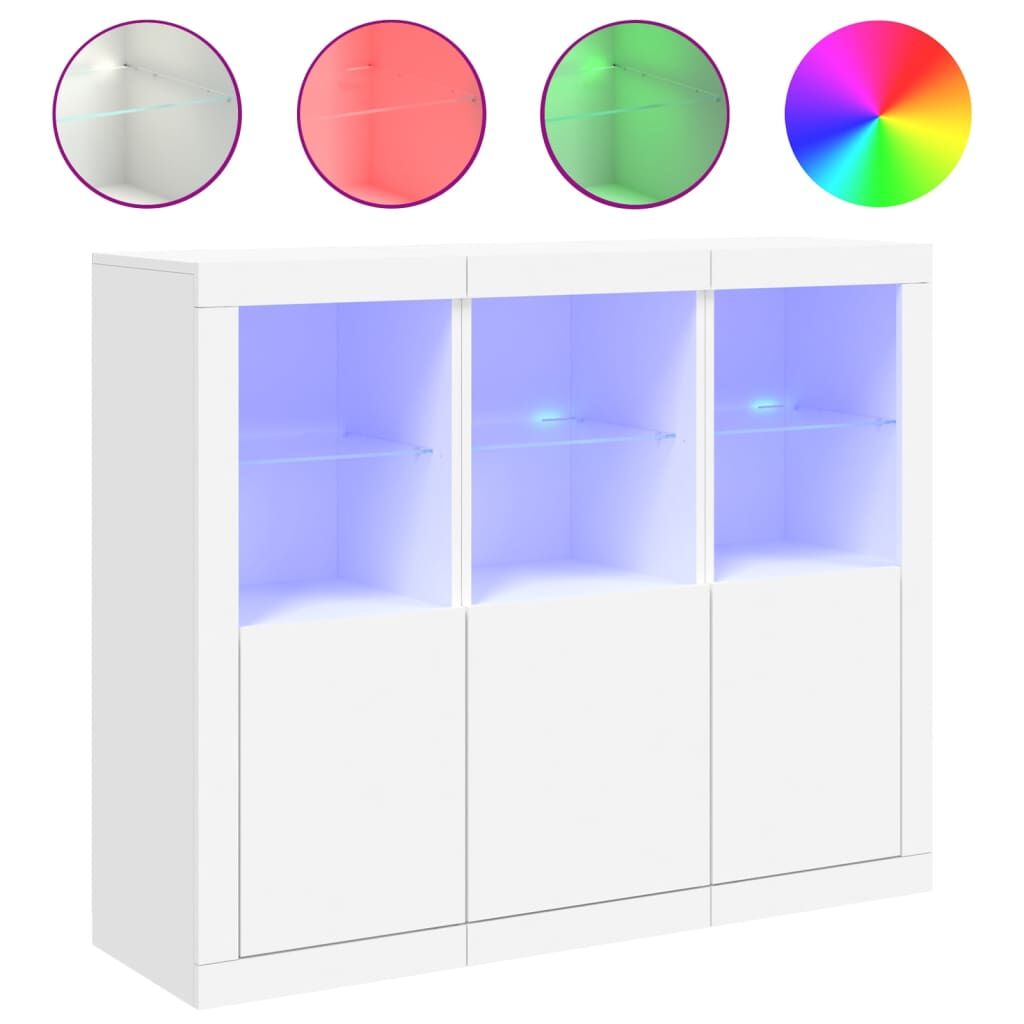 Sideboards with LED Lights 3 pcs White Engineered Wood Price