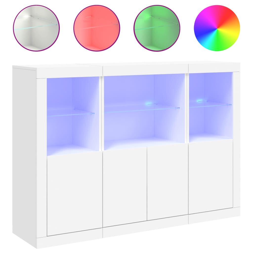 Sideboards with LED Lights 3 pcs White Engineered Wood Price