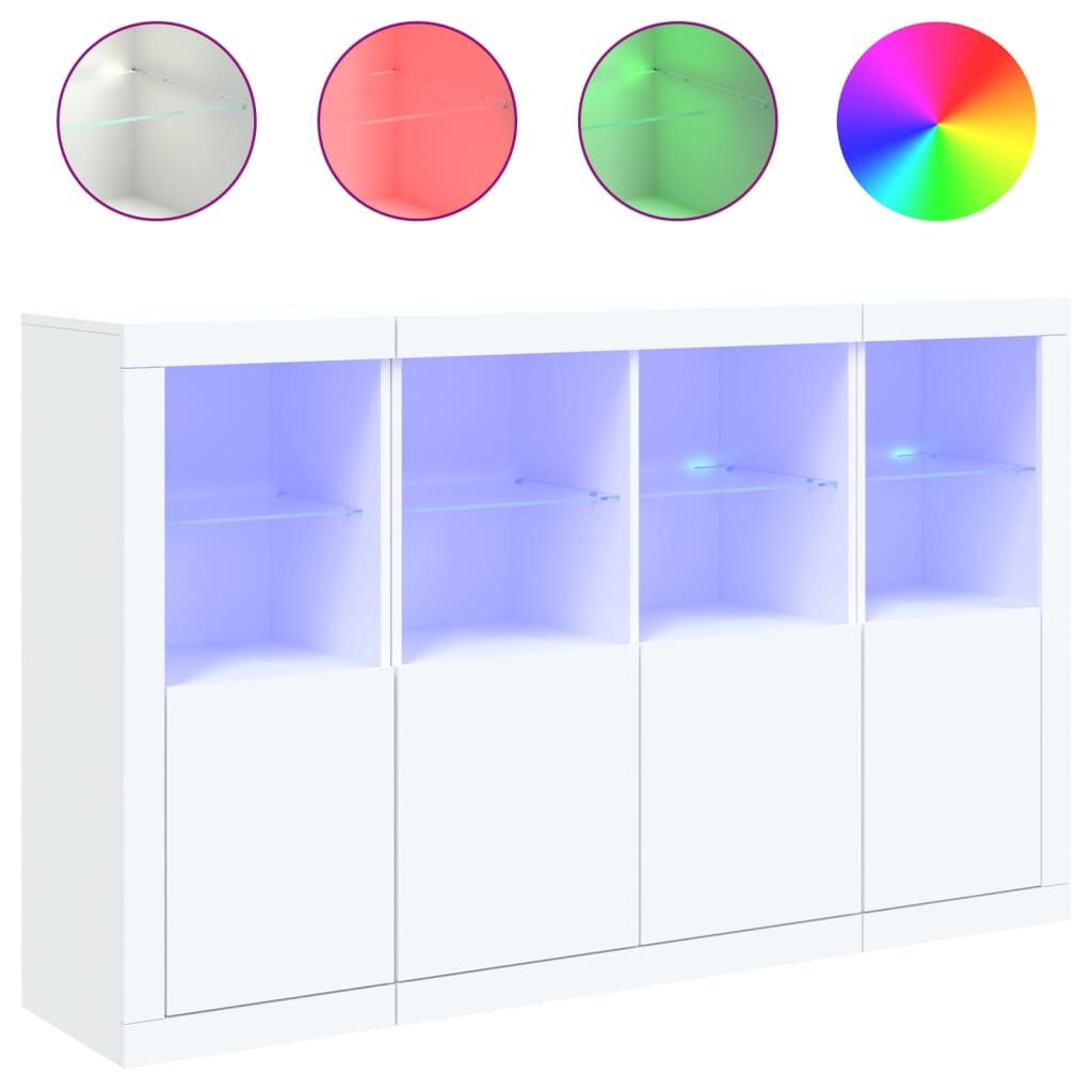 Sideboards with LED Lights 3 pcs White Engineered Wood Price