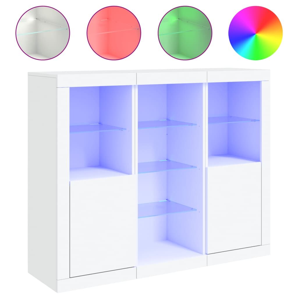 Sideboards with LED Lights 3 pcs White Engineered Wood Price