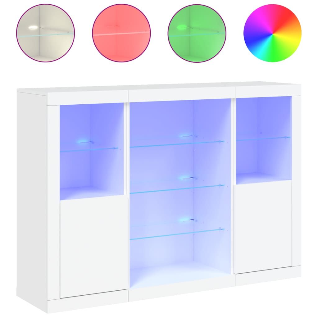 Sideboards with LED Lights 3 pcs White Engineered Wood Price