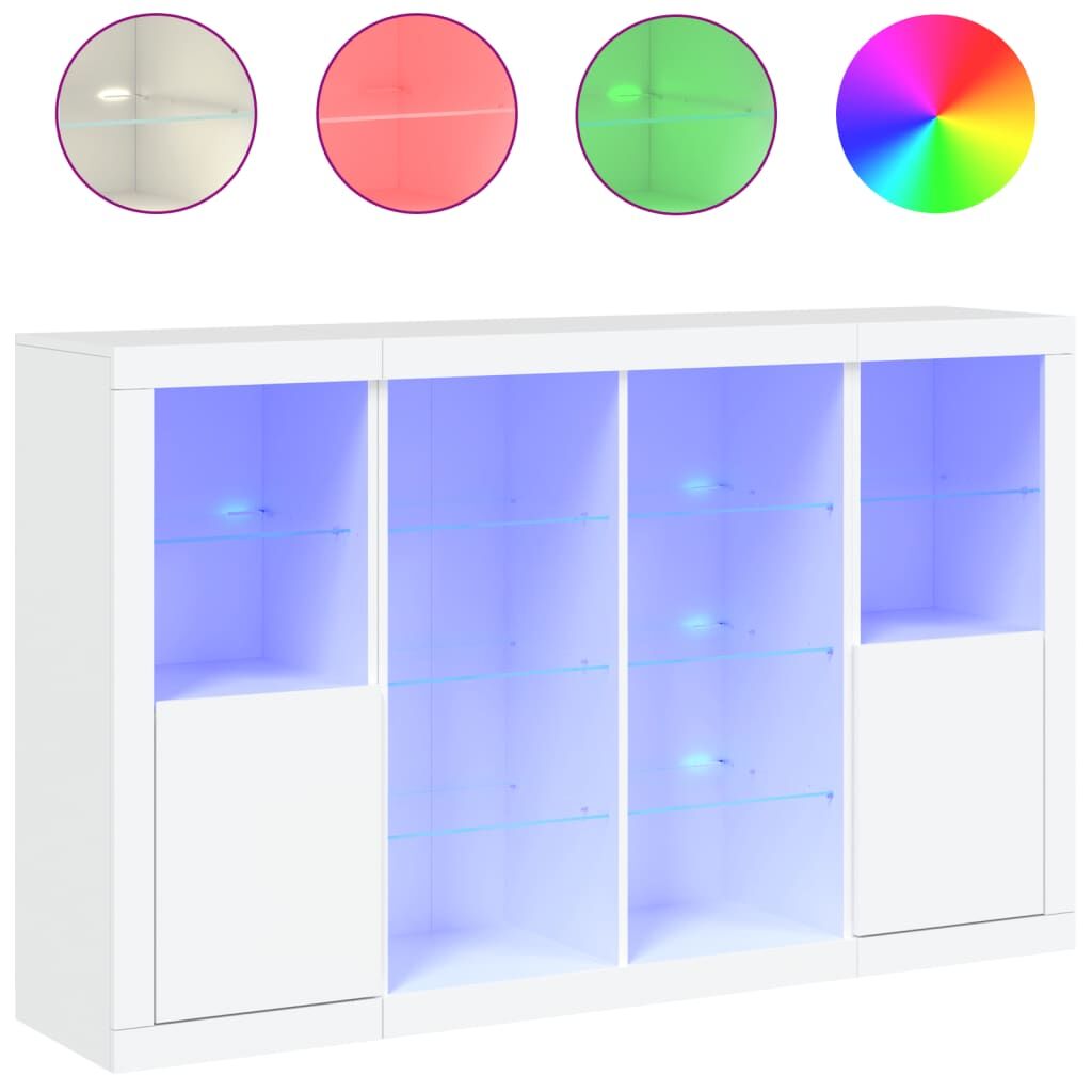 Sideboards with LED Lights 3 pcs White Engineered Wood Price