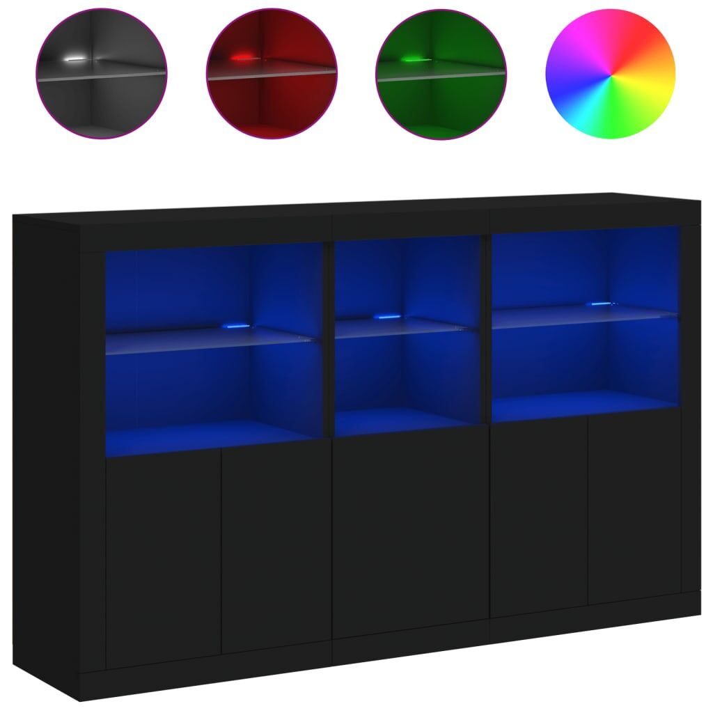Sideboard with LED Lights Black 162x37x100 cm Price