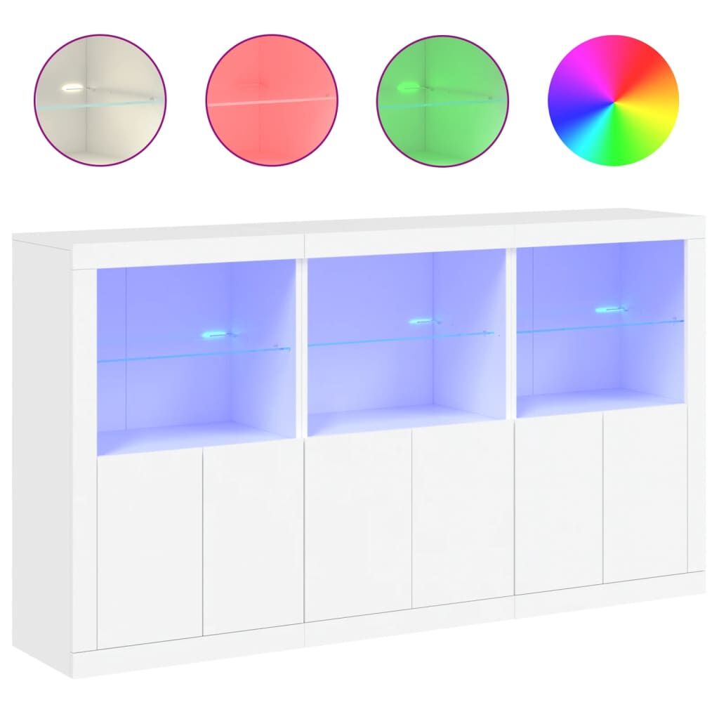 Sideboard with LED Lights White 181.5x37x100 cm Price