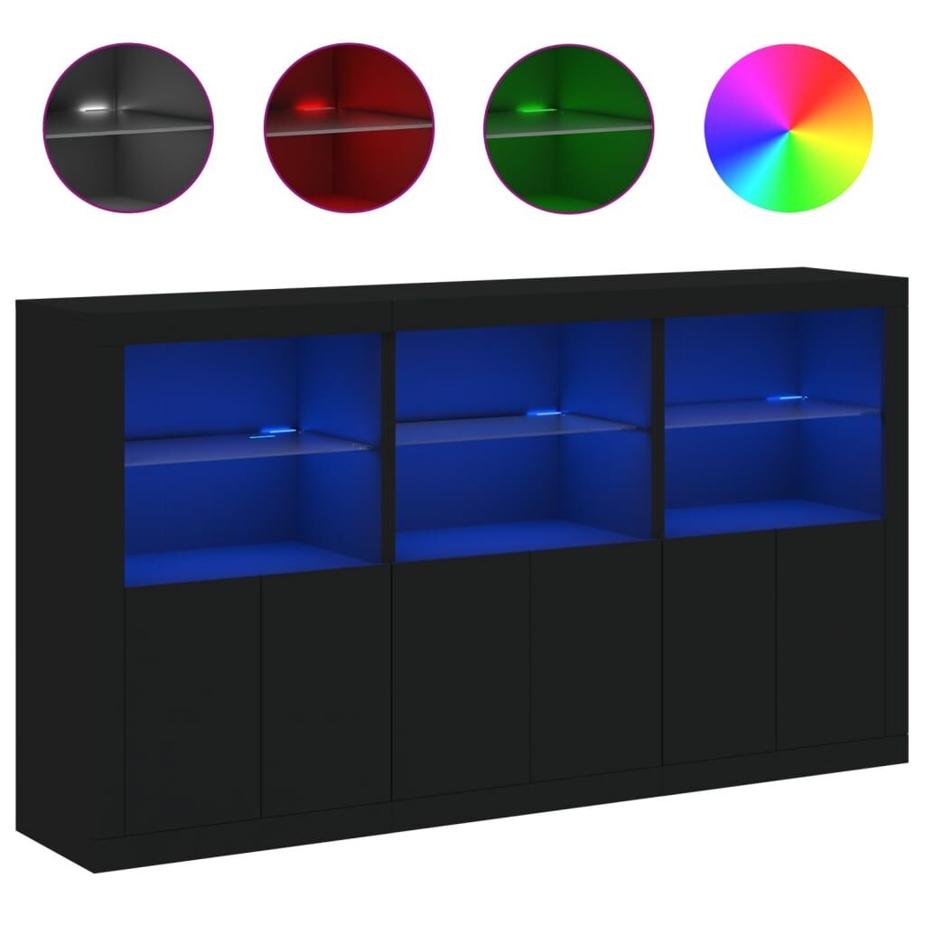Sideboard with LED Lights Black 181.5x37x100 cm Price