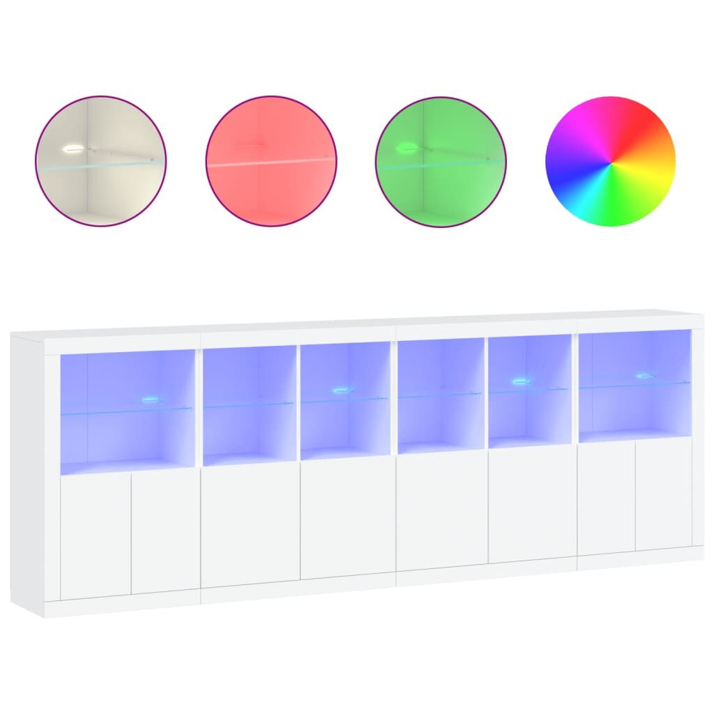 Sideboard with LED Lights White 283x37x100 cm Price