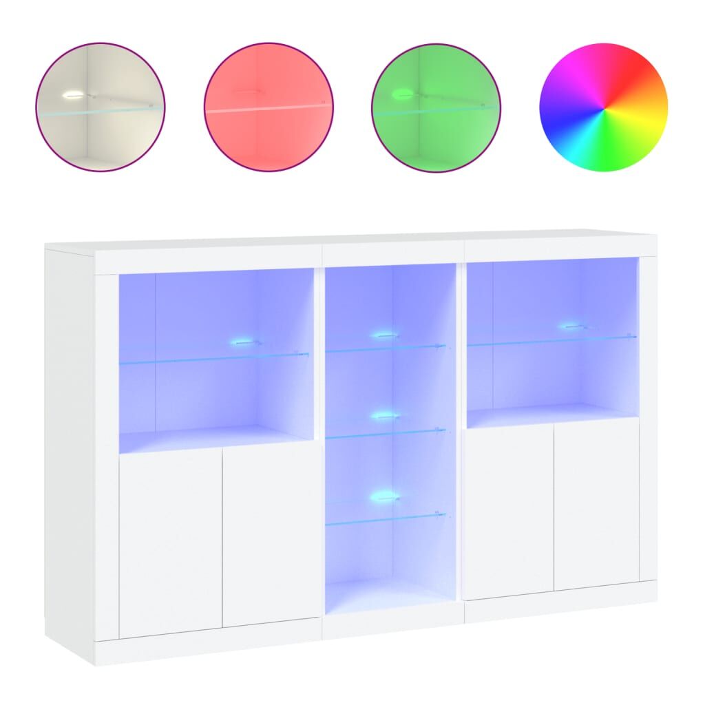 Sideboard with LED Lights White 162x37x100 cm Price