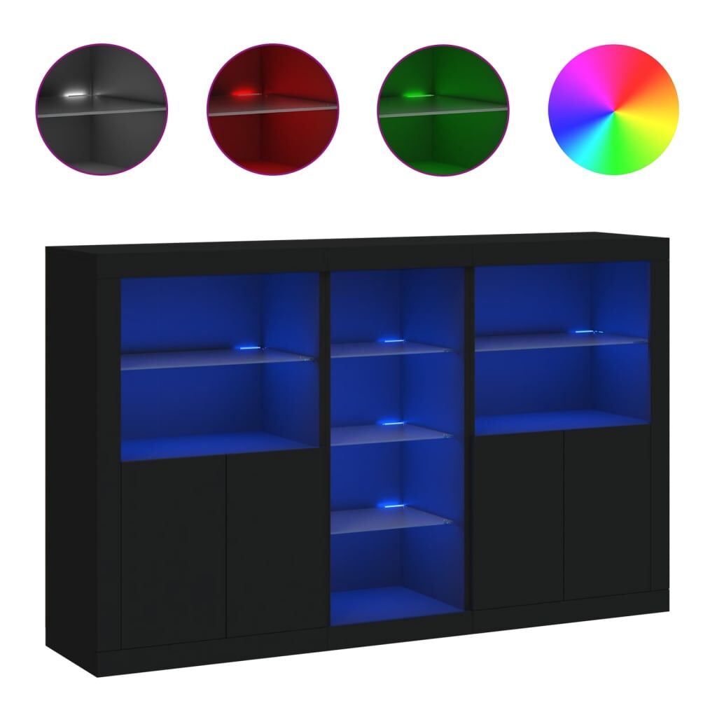 Sideboard with LED Lights Black 162x37x100 cm Price
