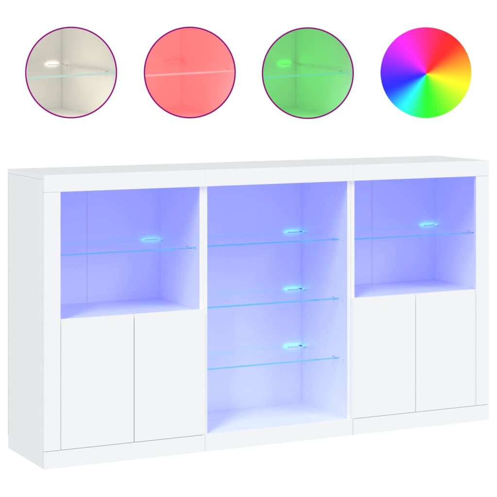 Sideboard with LED Lights White 181.5x37x100 cm Price