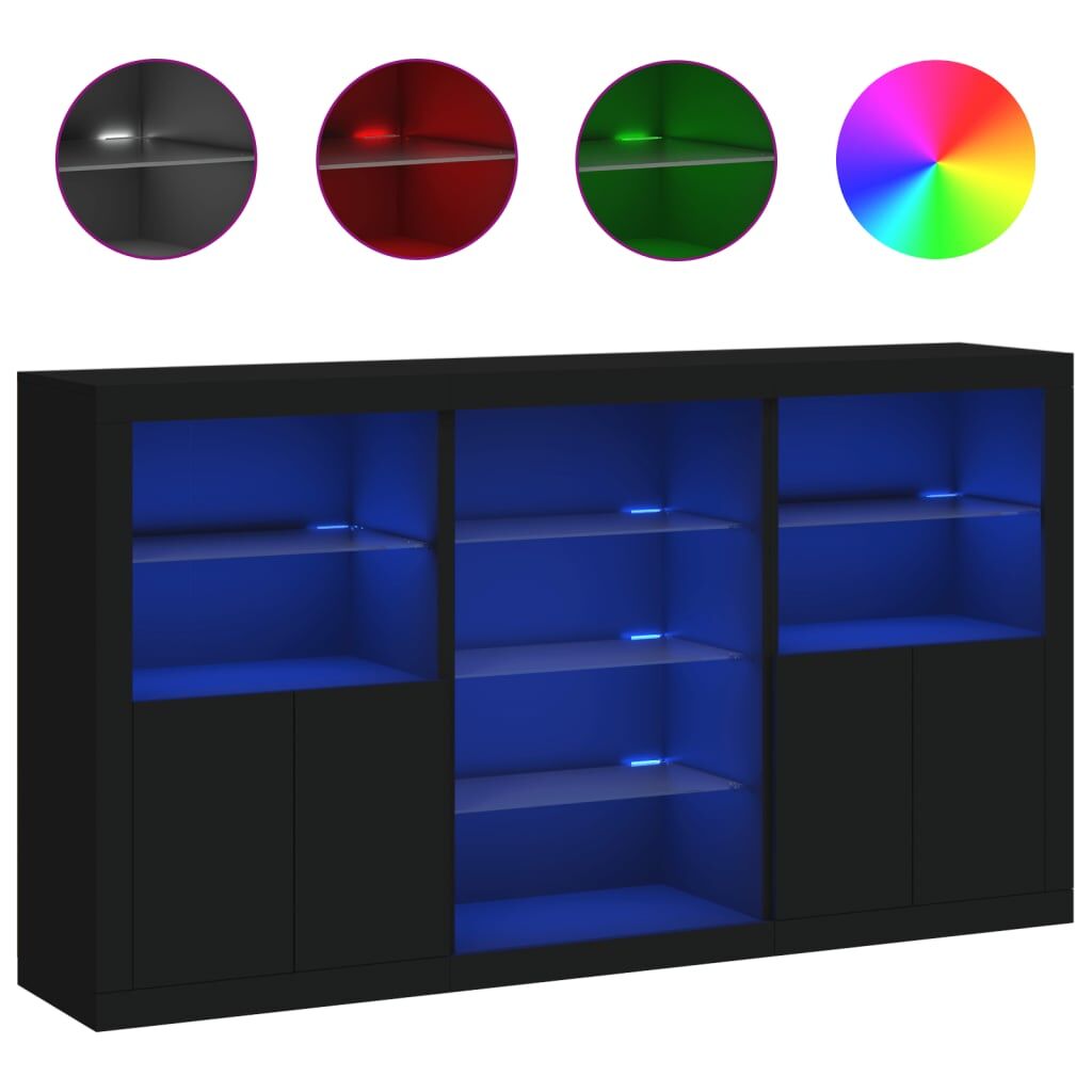 Sideboard with LED Lights Black 181.5x37x100 cm Price