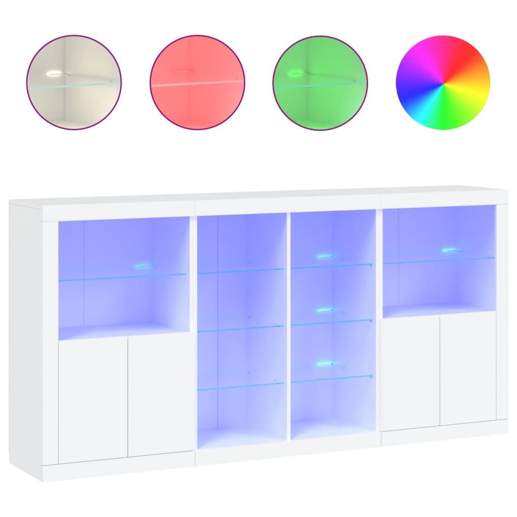 Sideboard with LED Lights White 202x37x100 cm Price