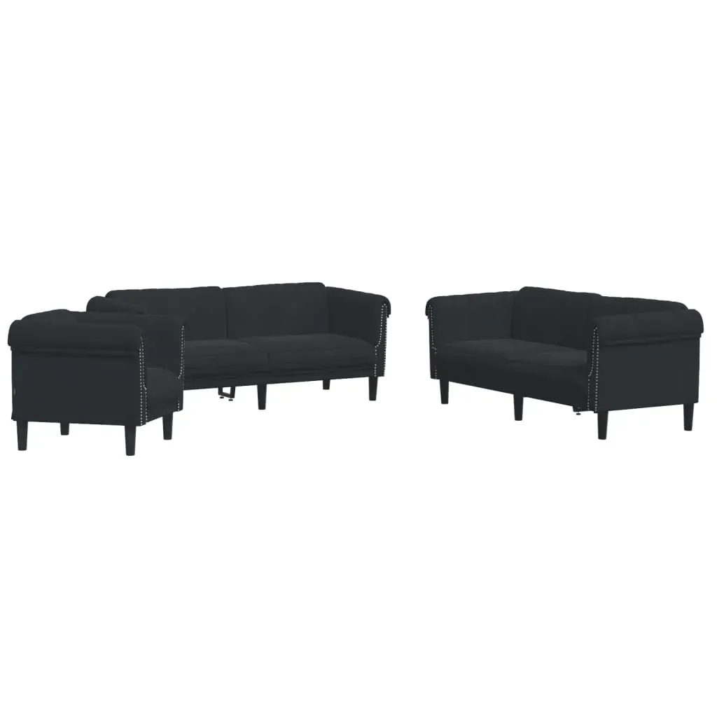 3 Piece Sofa Set Black Velvet Price