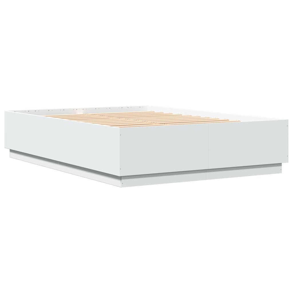 Bed Frame with LED without Mattress White 150x200 cm Price