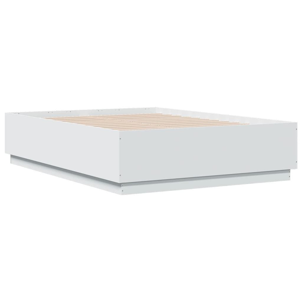 Bed Frame with LED without Mattress White 135x190 cm Price