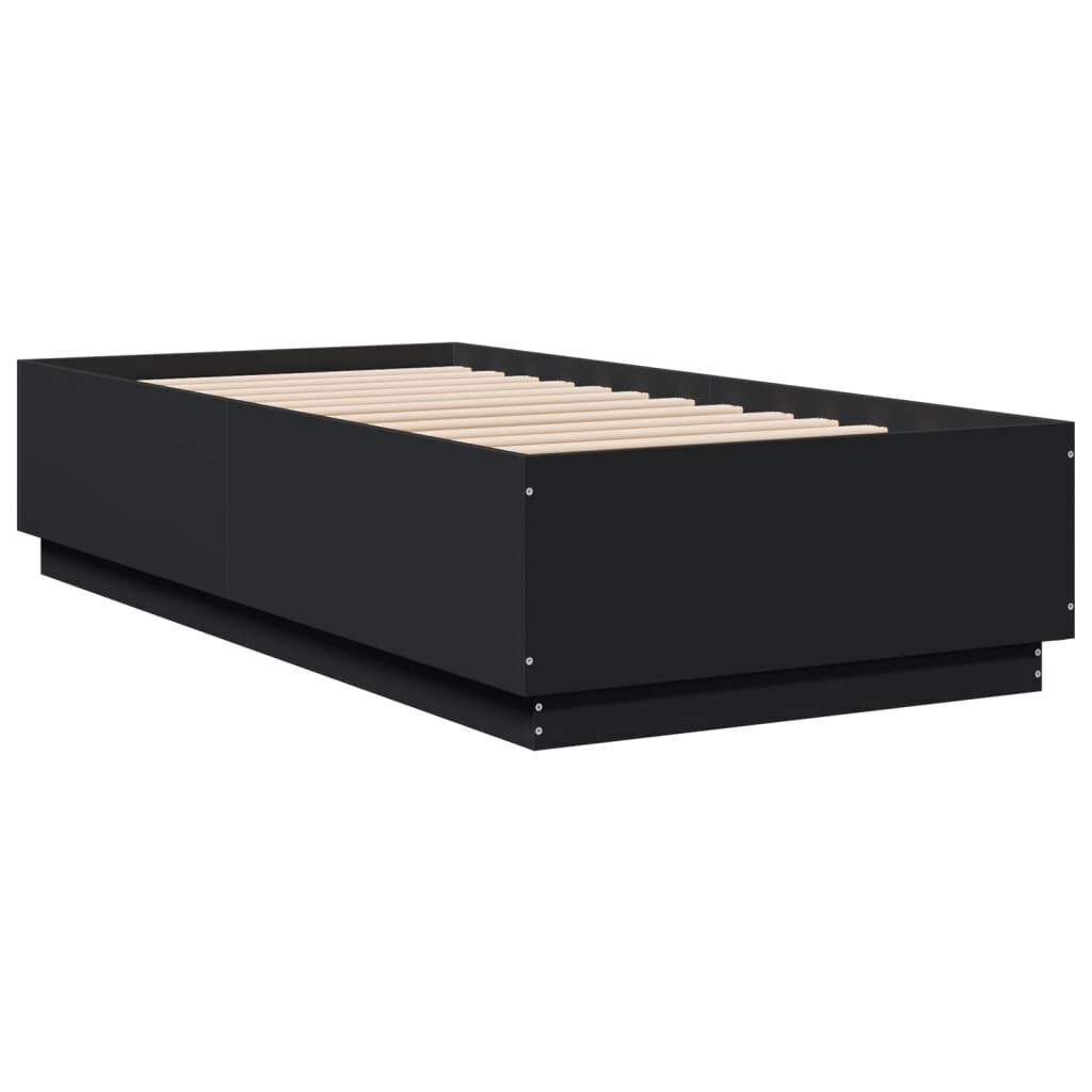 Bed Frame with LED without Mattress Black 90x190 cm Price