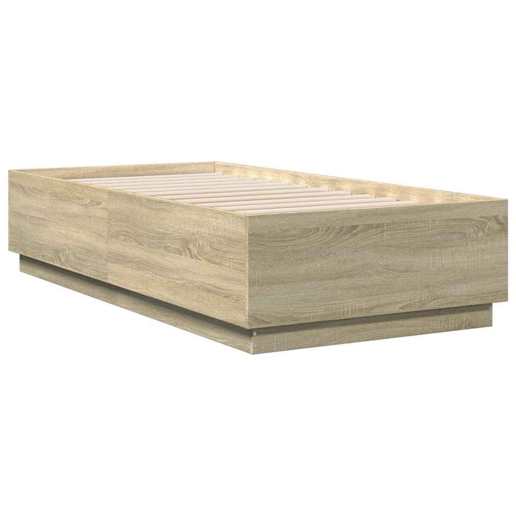 Bed Frame with LED without Mattress Sonoma Oak 90x190 cm Price
